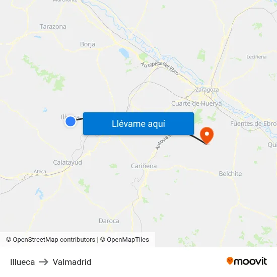 Illueca to Valmadrid map