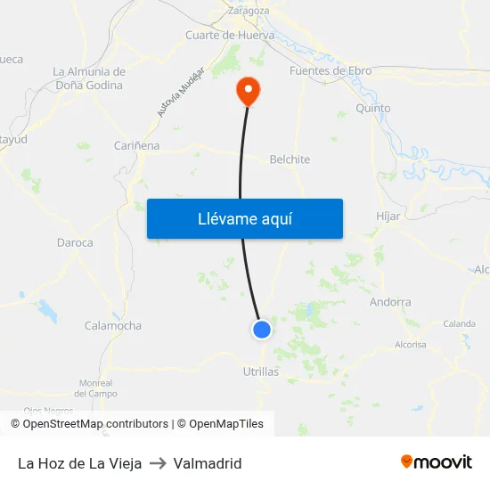 La Hoz de La Vieja to Valmadrid map