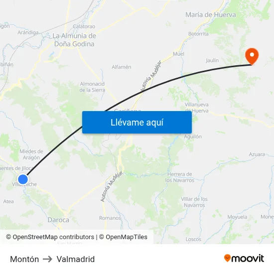 Montón to Valmadrid map