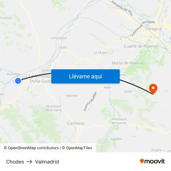 Chodes to Valmadrid map