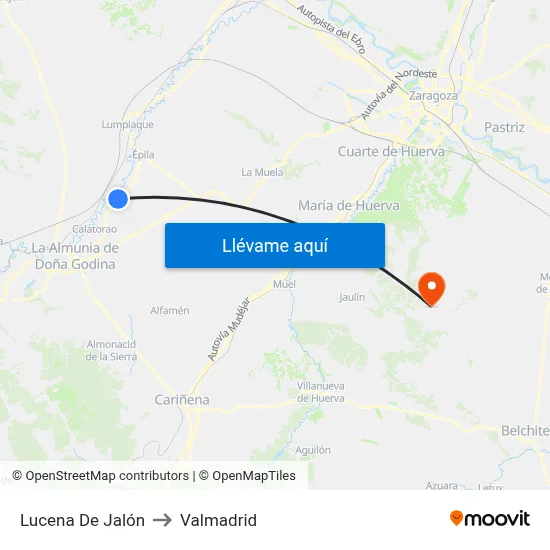 Lucena De Jalón to Valmadrid map