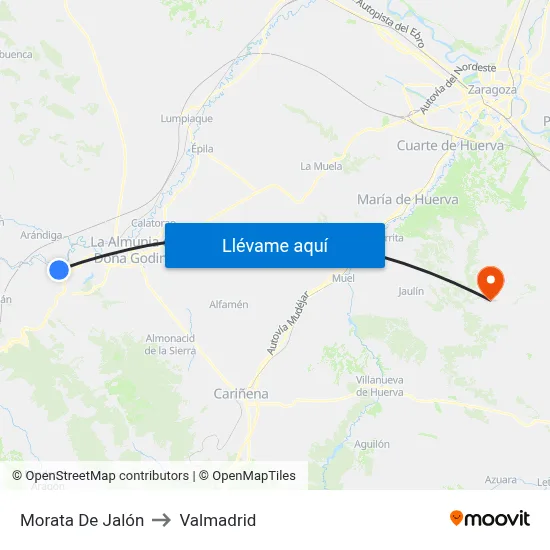 Morata De Jalón to Valmadrid map