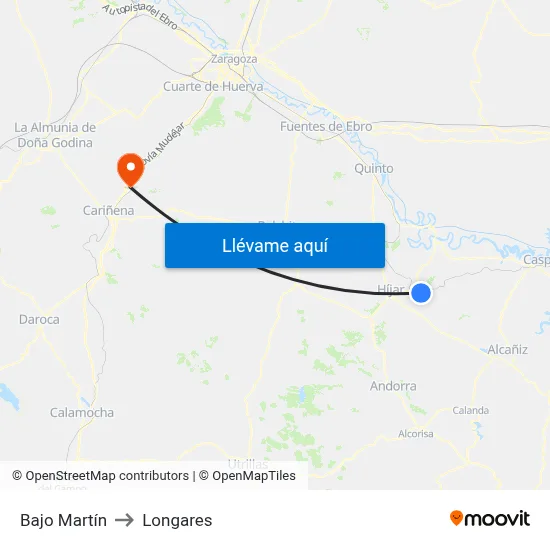 Bajo Martín to Longares map