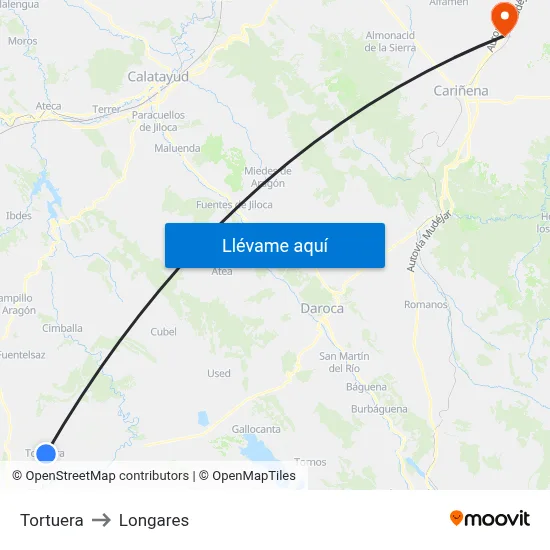 Tortuera to Longares map