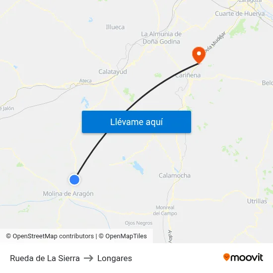 Rueda de La Sierra to Longares map