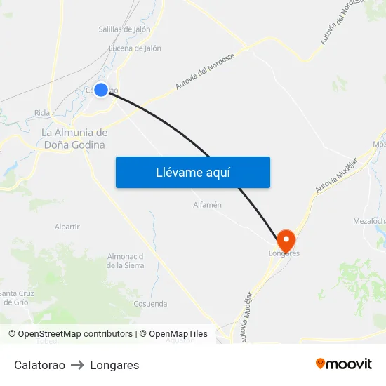 Calatorao to Longares map
