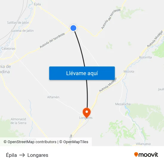 Épila to Longares map