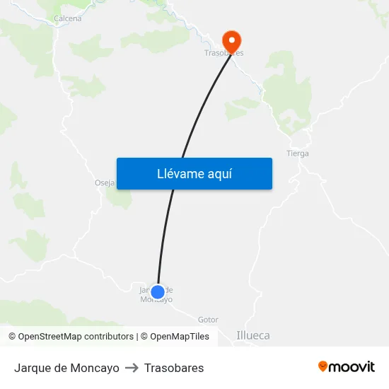 Jarque de Moncayo to Trasobares map