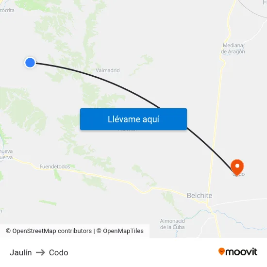 Jaulín to Codo map
