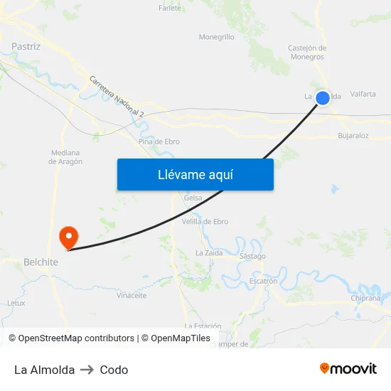 La Almolda to Codo map