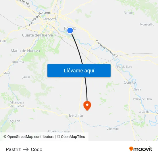 Pastriz to Codo map
