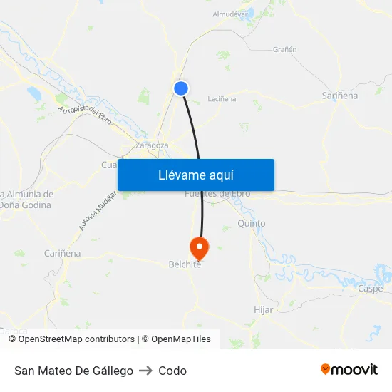 San Mateo De Gállego to Codo map
