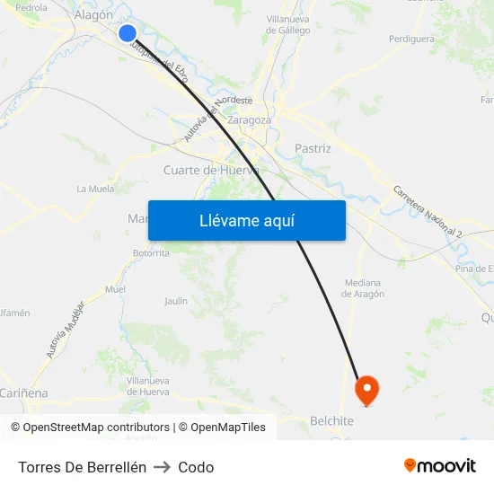 Torres De Berrellén to Codo map