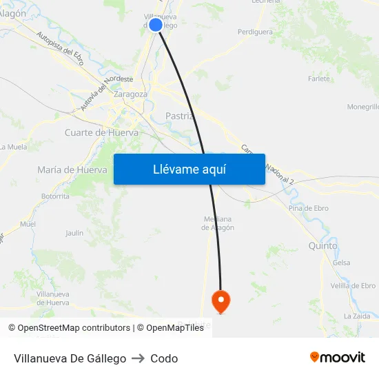 Villanueva De Gállego to Codo map