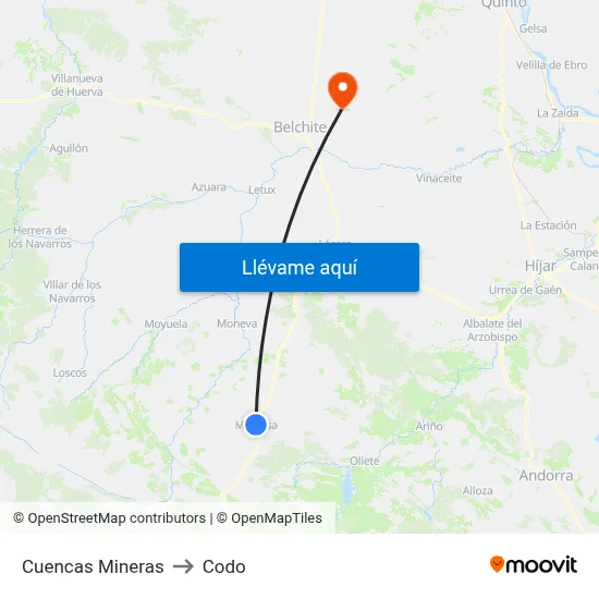 Cuencas Mineras to Codo map