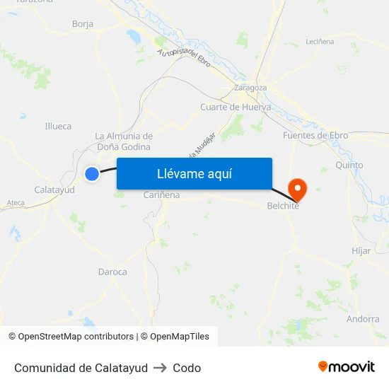Comunidad de Calatayud to Codo map