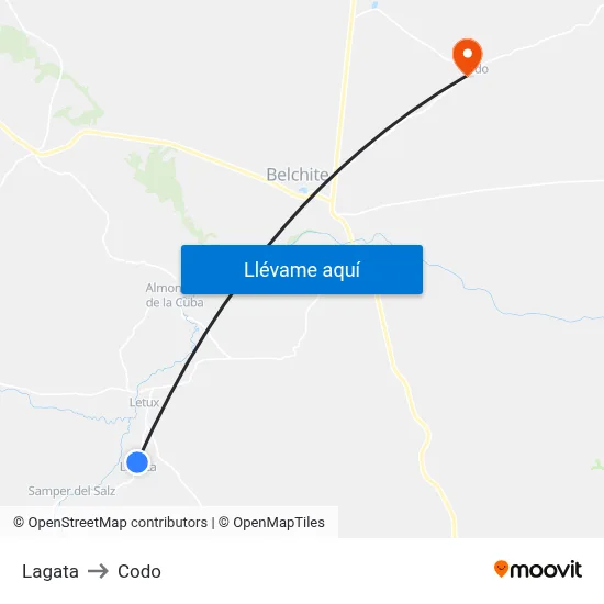 Lagata to Codo map