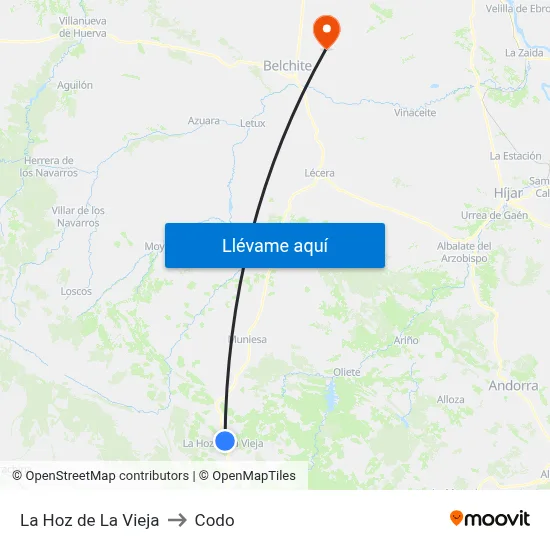 La Hoz de La Vieja to Codo map