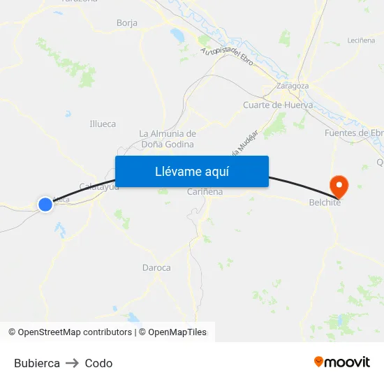Bubierca to Codo map