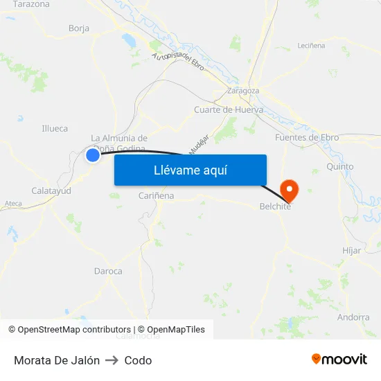 Morata De Jalón to Codo map