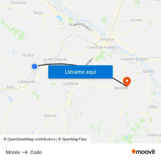 Morés to Codo map