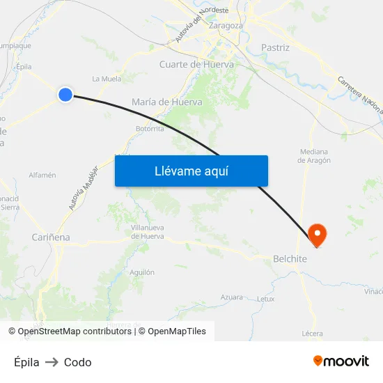 Épila to Codo map