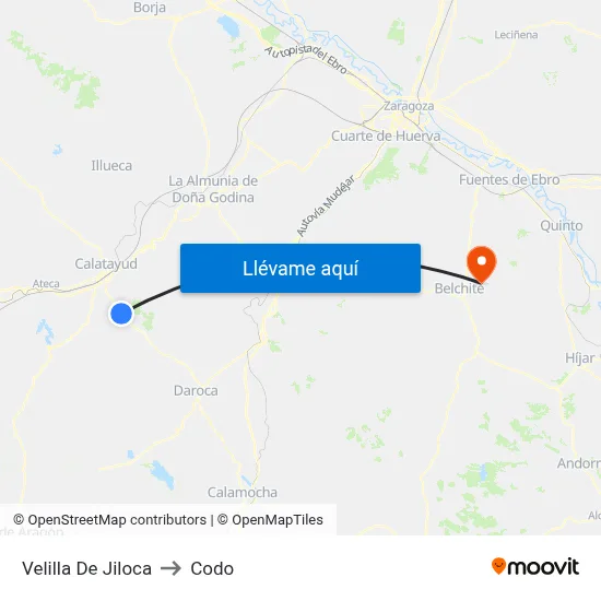 Velilla De Jiloca to Codo map