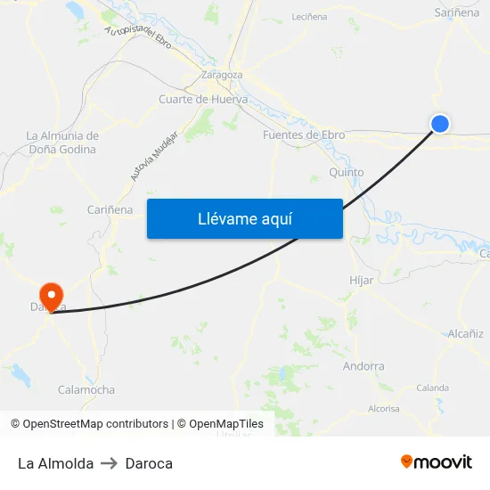 La Almolda to Daroca map