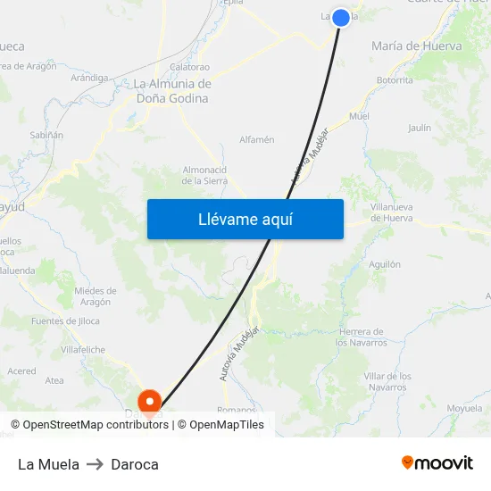 La Muela to Daroca map
