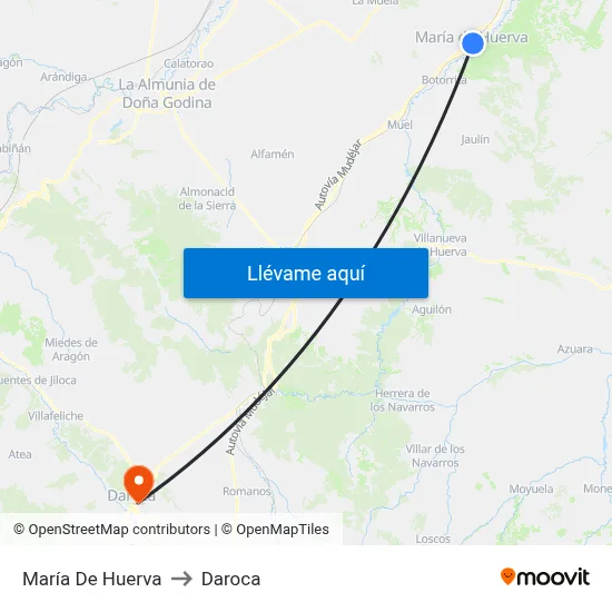María De Huerva to Daroca map