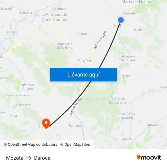Mozota to Daroca map