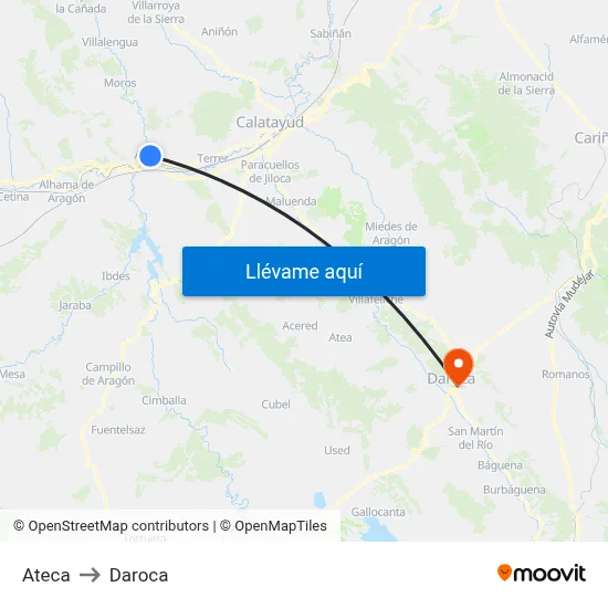 Ateca to Daroca map