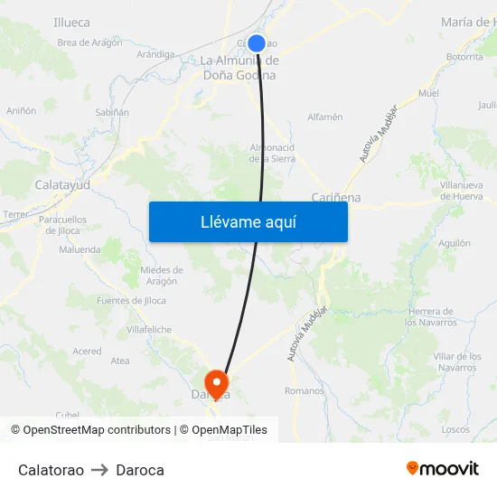 Calatorao to Daroca map