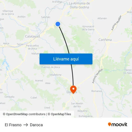 El Frasno to Daroca map