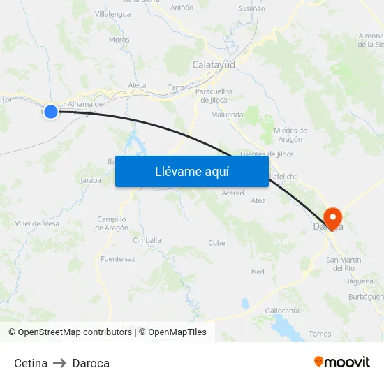 Cetina to Daroca map