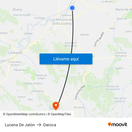 Lucena De Jalón to Daroca map