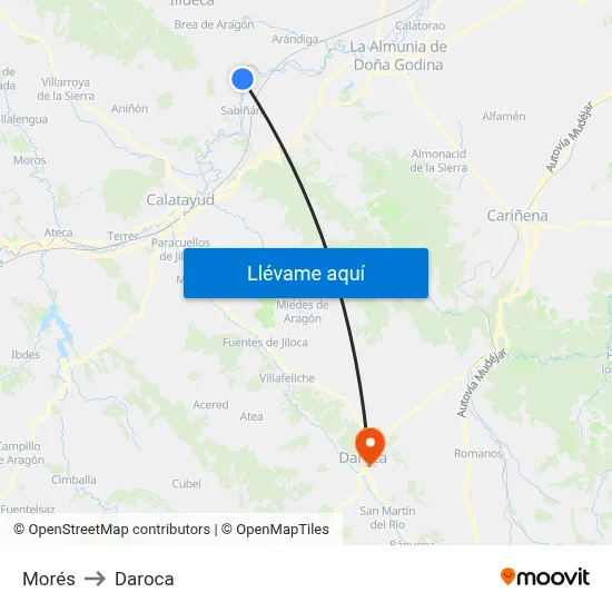 Morés to Daroca map