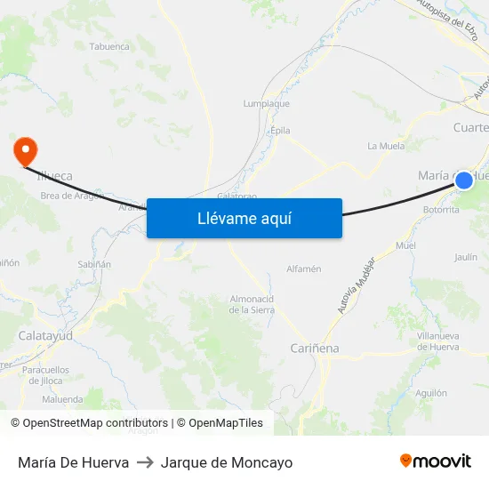 María De Huerva to Jarque de Moncayo map