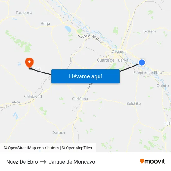 Nuez De Ebro to Jarque de Moncayo map