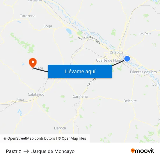 Pastriz to Jarque de Moncayo map