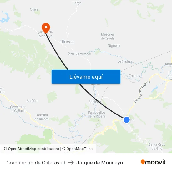 Comunidad de Calatayud to Jarque de Moncayo map