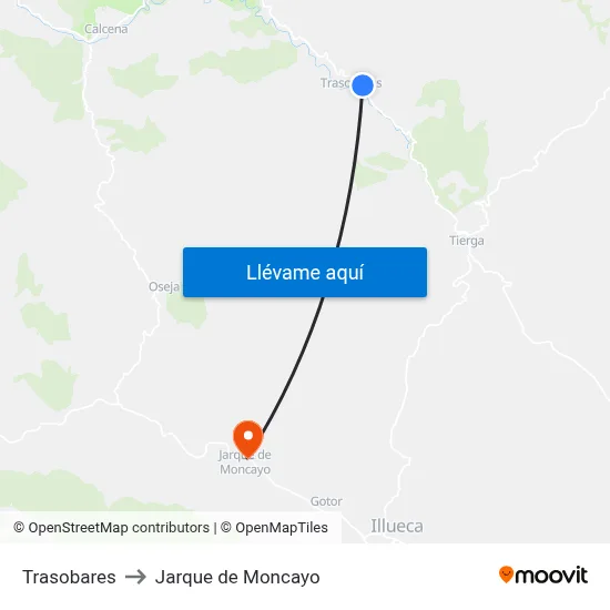 Trasobares to Jarque de Moncayo map