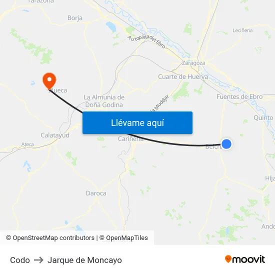 Codo to Jarque de Moncayo map