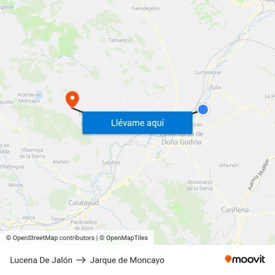 Lucena De Jalón to Jarque de Moncayo map