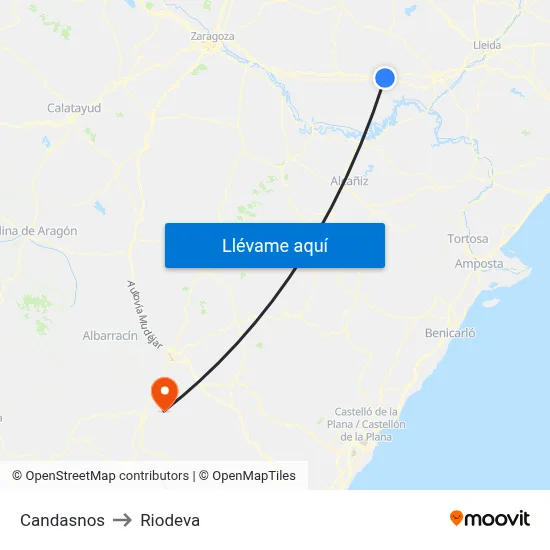 Candasnos to Riodeva map