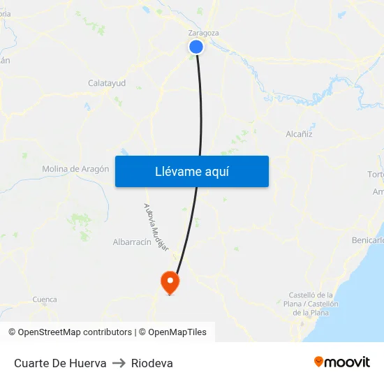 Cuarte De Huerva to Riodeva map