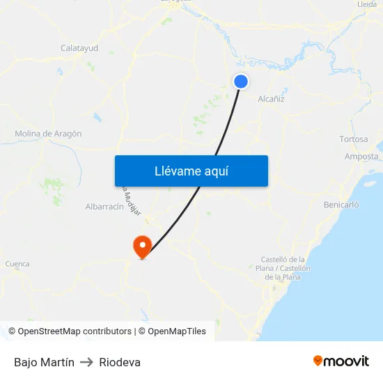 Bajo Martín to Riodeva map