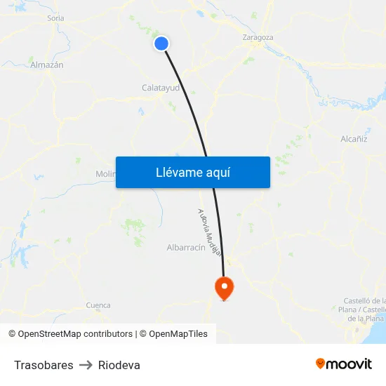 Trasobares to Riodeva map