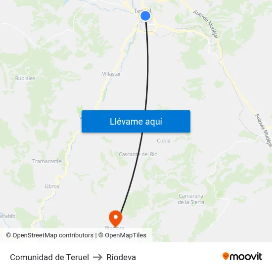 Comunidad de Teruel to Riodeva map
