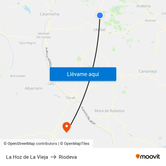La Hoz de La Vieja to Riodeva map